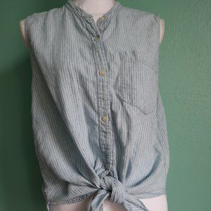 GAP Linen/Cotton Striped Tie Tank Top